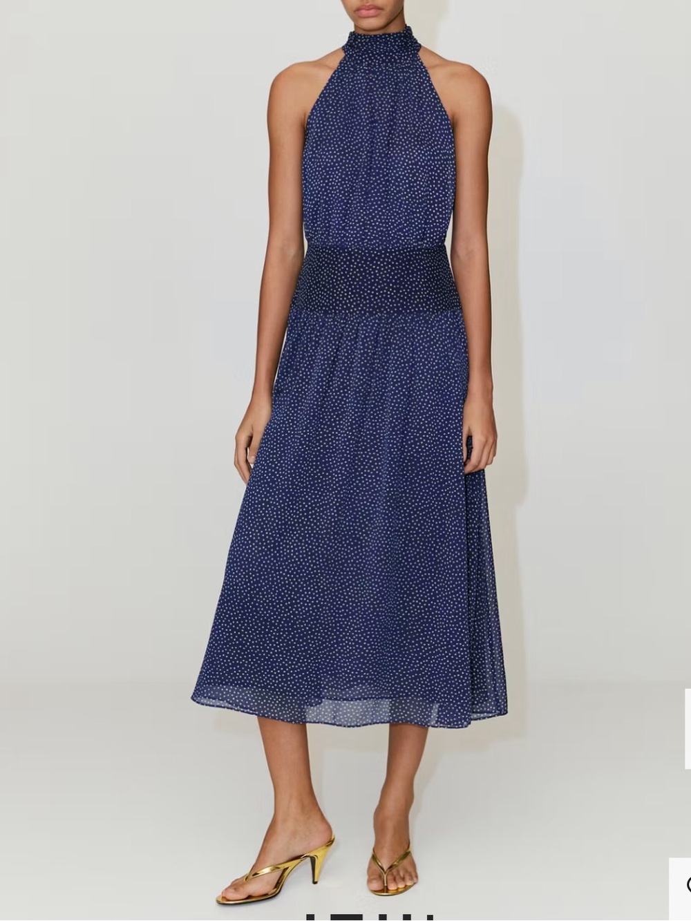 Mango Navy Halter Polka Dot Maxi Dress HALTER POLKA DOT DRESS 1471